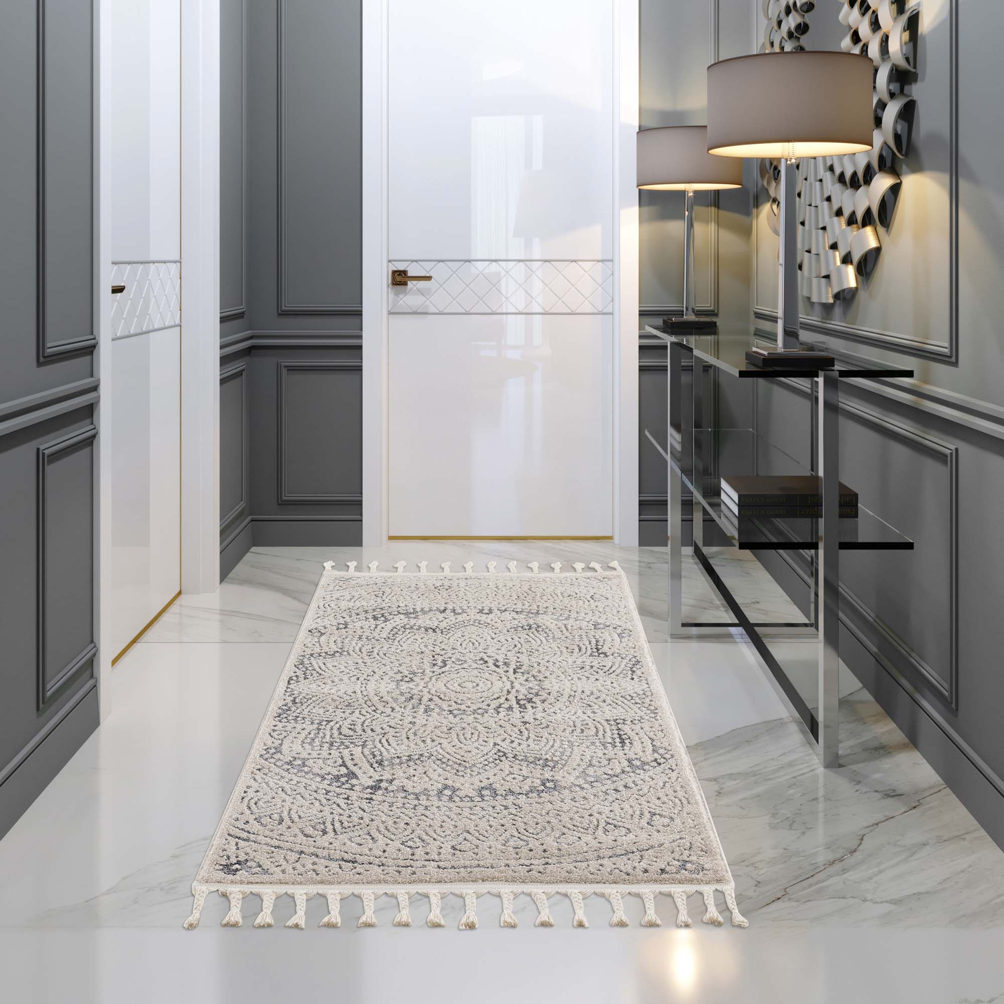 Tapis de couloir Bohème à franges tressées - Beige – STUDIO DECO