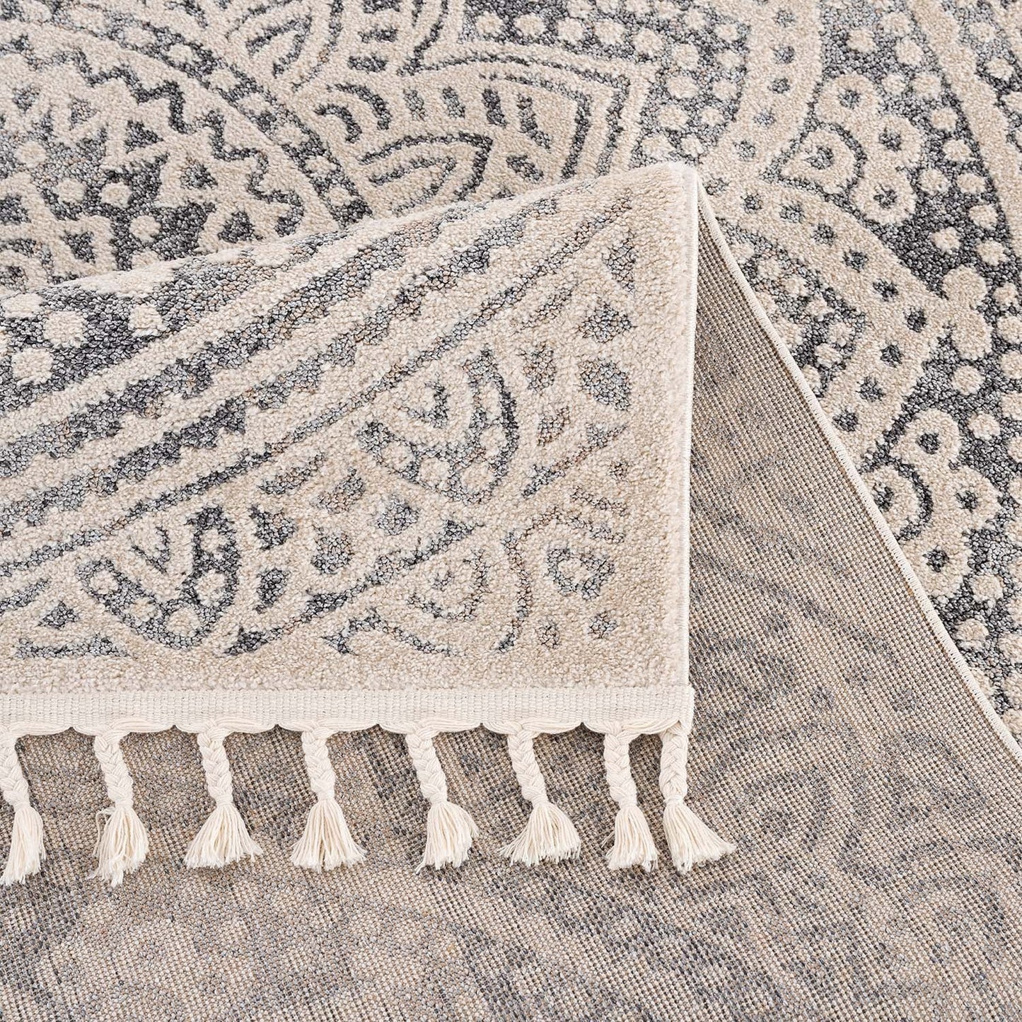 Tapis Scandinave à franges tressées - Beige