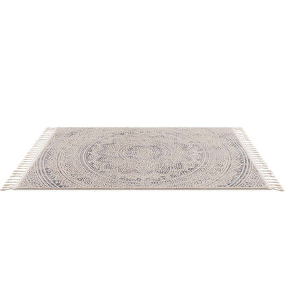 Tapis Scandinave à franges tressées - Beige