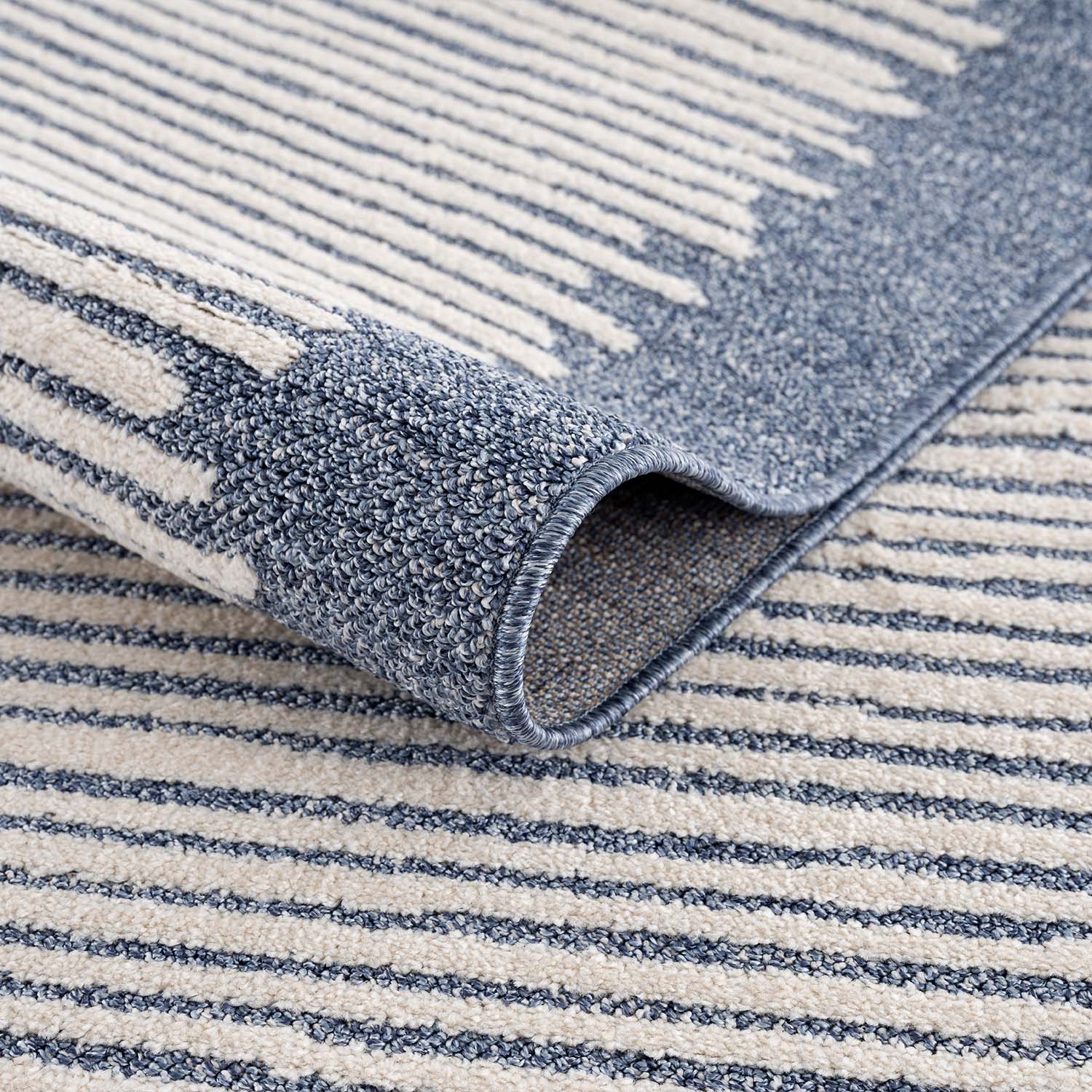 Tapis Lignes à franges tressées - Bleu – STUDIO DECO
