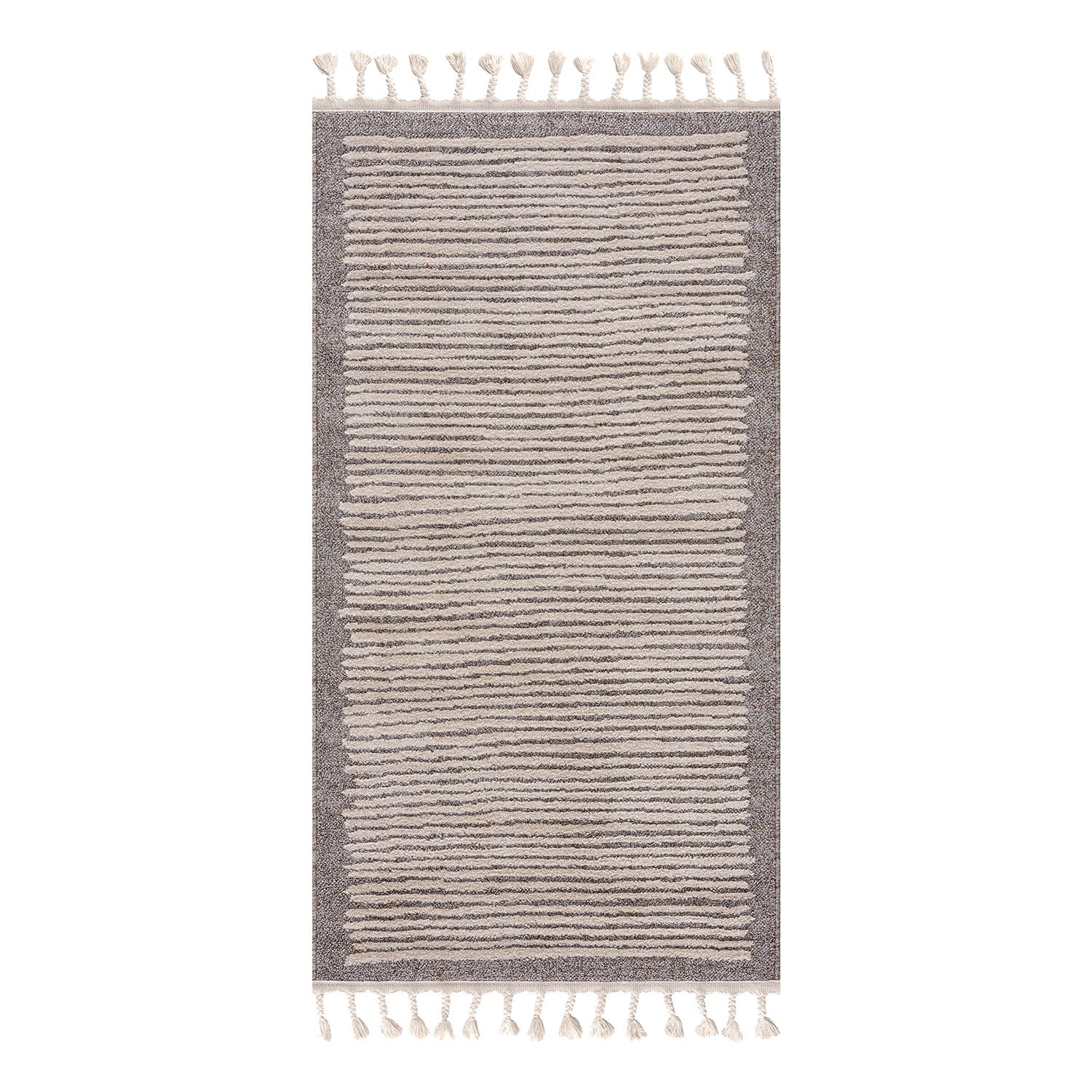 Tapis de couloir Lignes à franges tressées - Beige – STUDIO DECO