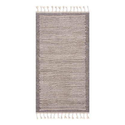 Tapis Scandinave à franges tressées - Beige et Crème