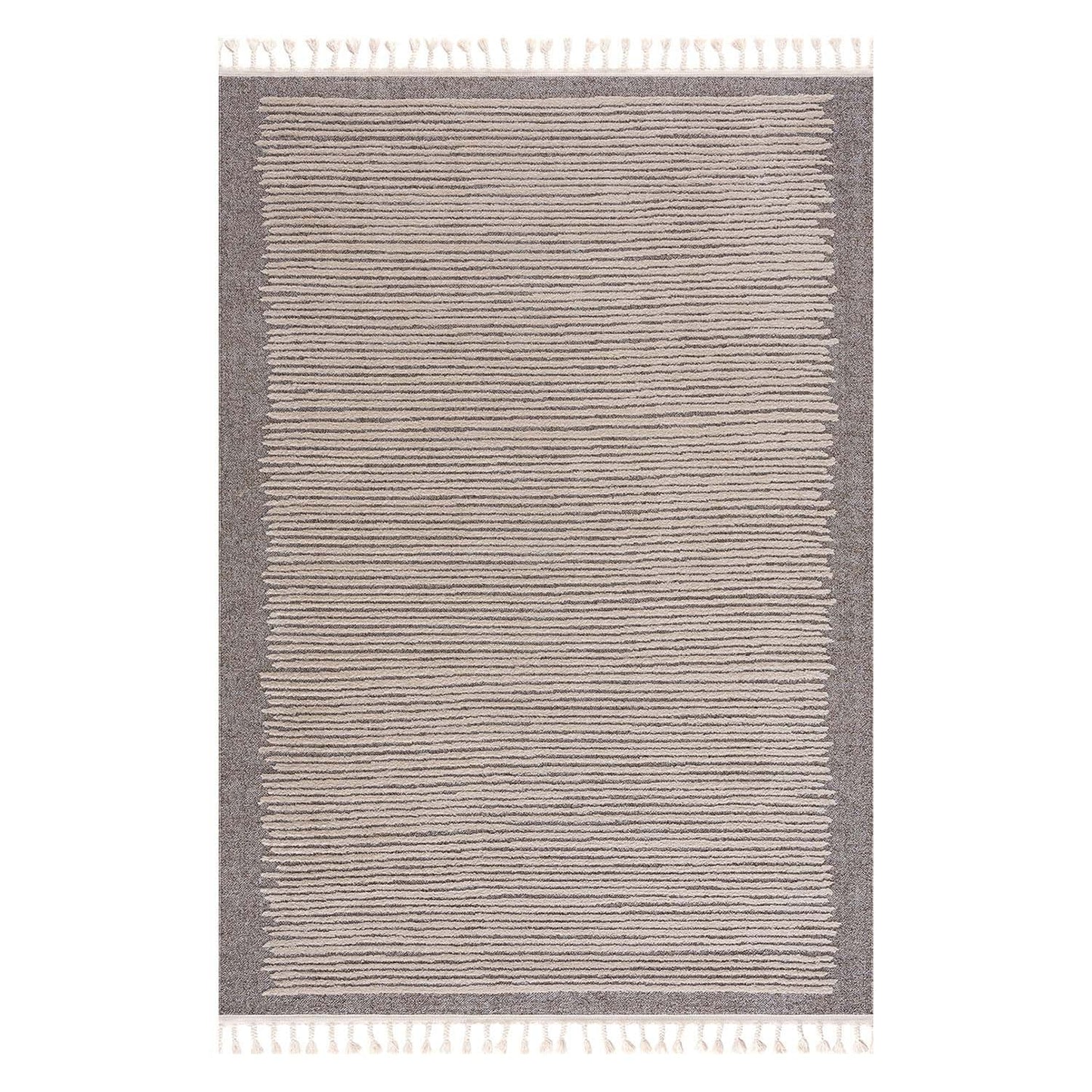 Tapis Scandinave à franges tressées - Beige et Crème