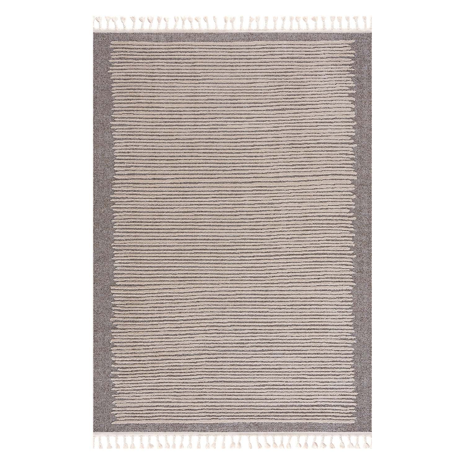 Tapis Lignes à franges tressées - Beige – STUDIO DECO