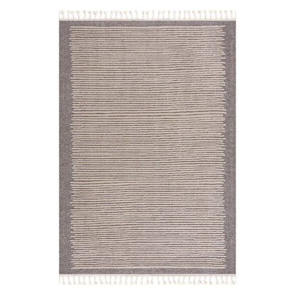 Tapis Scandinave à franges tressées - Beige et Crème