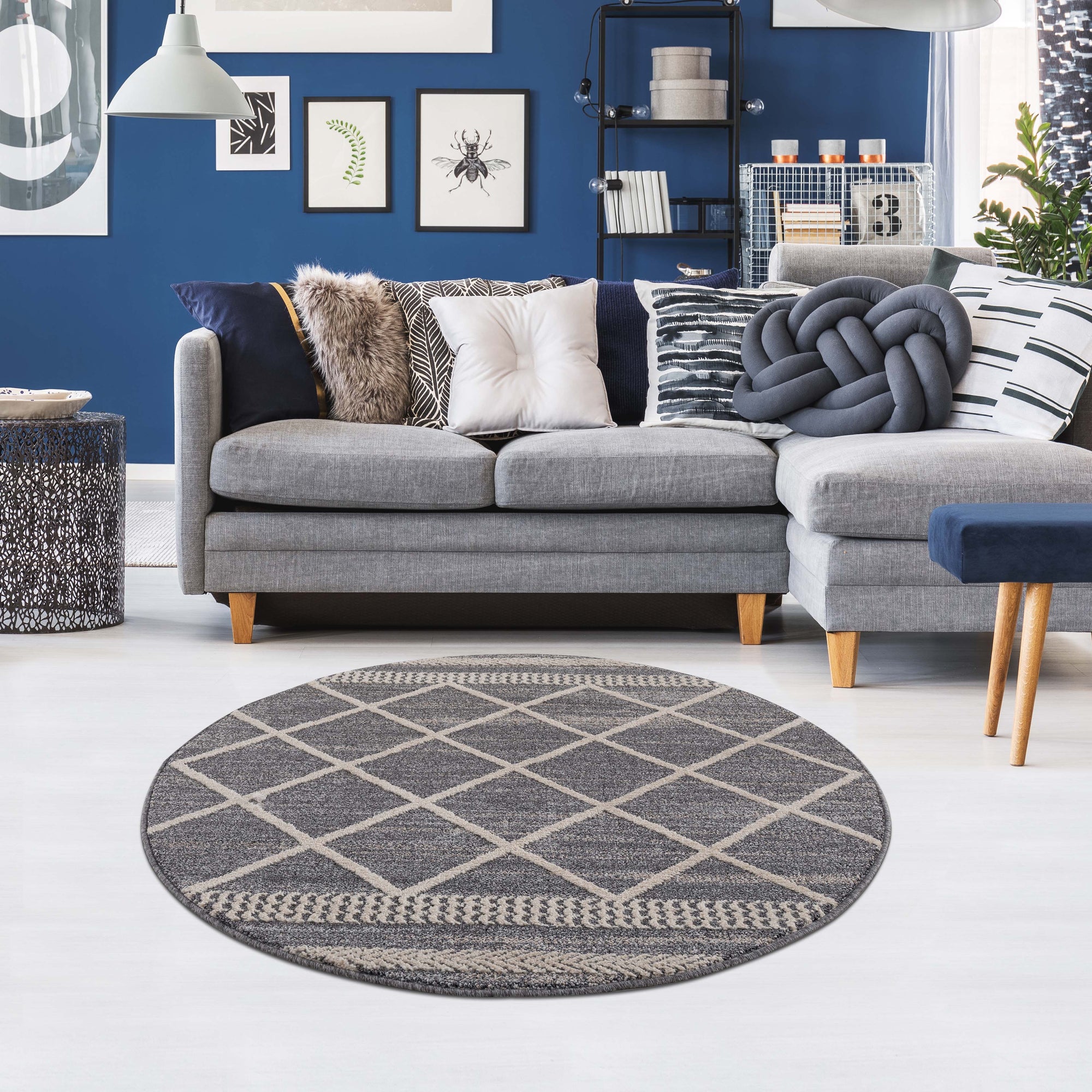 Tapis rond Geo tressées - Gris – STUDIO DECO