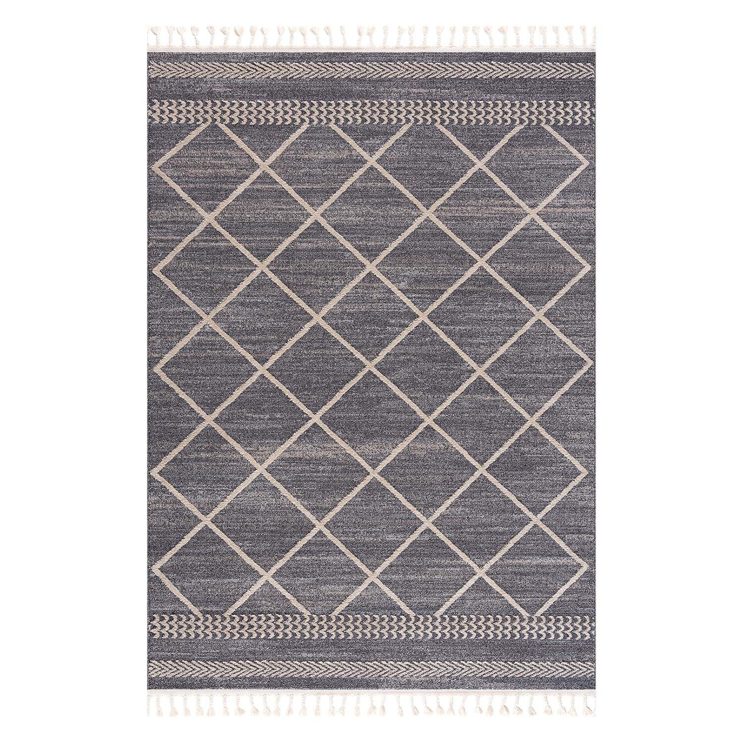 Tapis Geo à franges tressées - Gris – STUDIO DECO