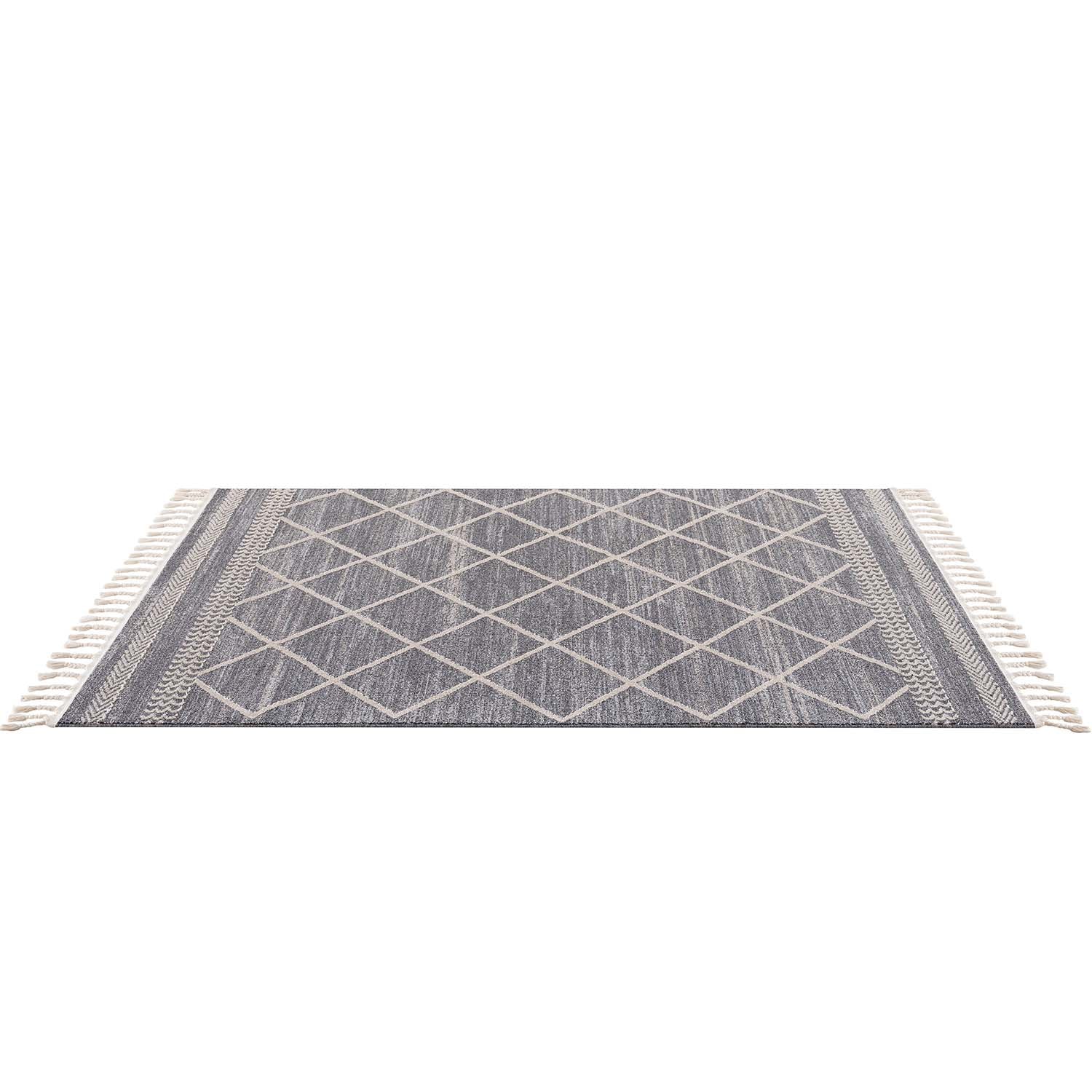 Tapis Geo à franges tressées - Gris – STUDIO DECO