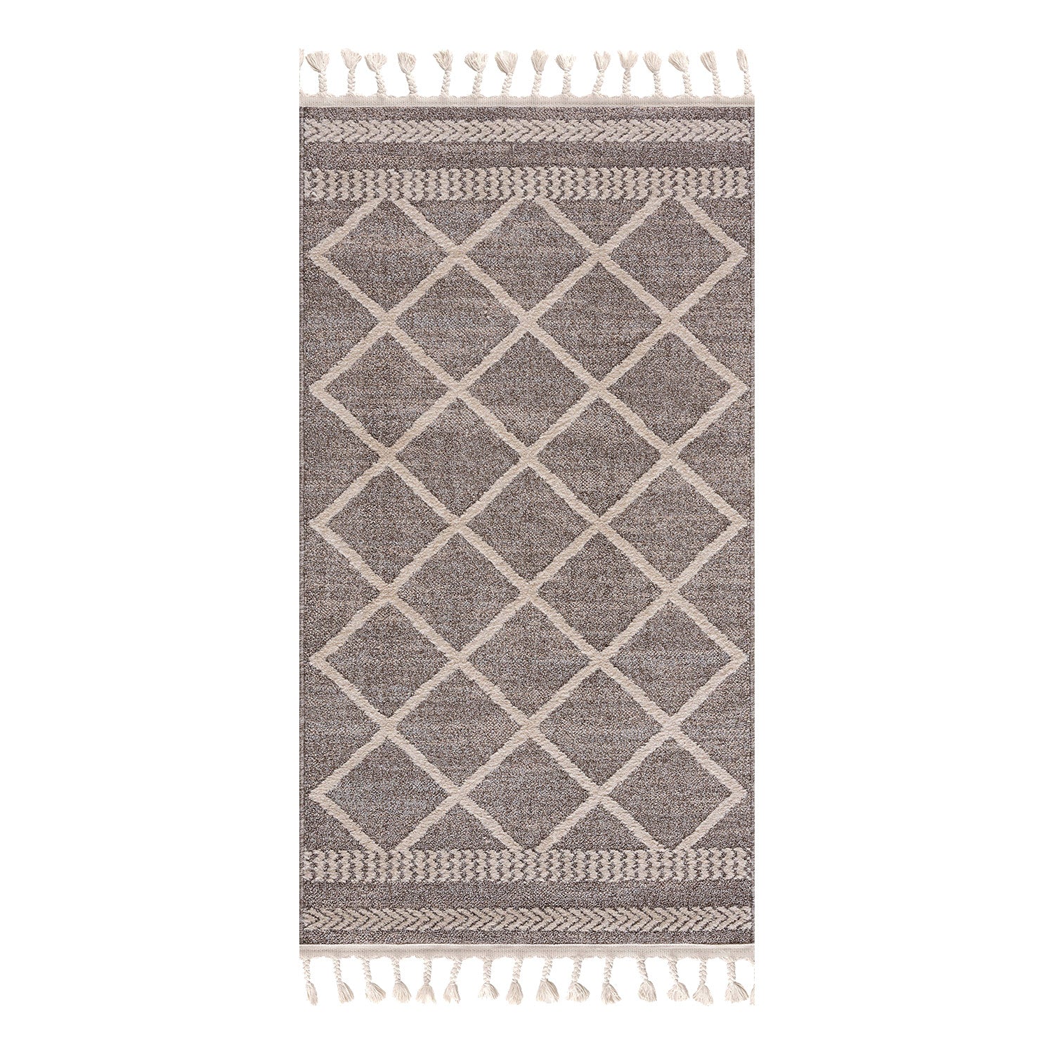 Tapis de couloir Geo à franges tressées - Beige – STUDIO DECO