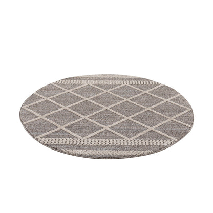 Tapis rond géométrique tressées - Beige et Crème