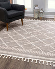 Tapis Geo à franges tressées - Beige – STUDIO DECO