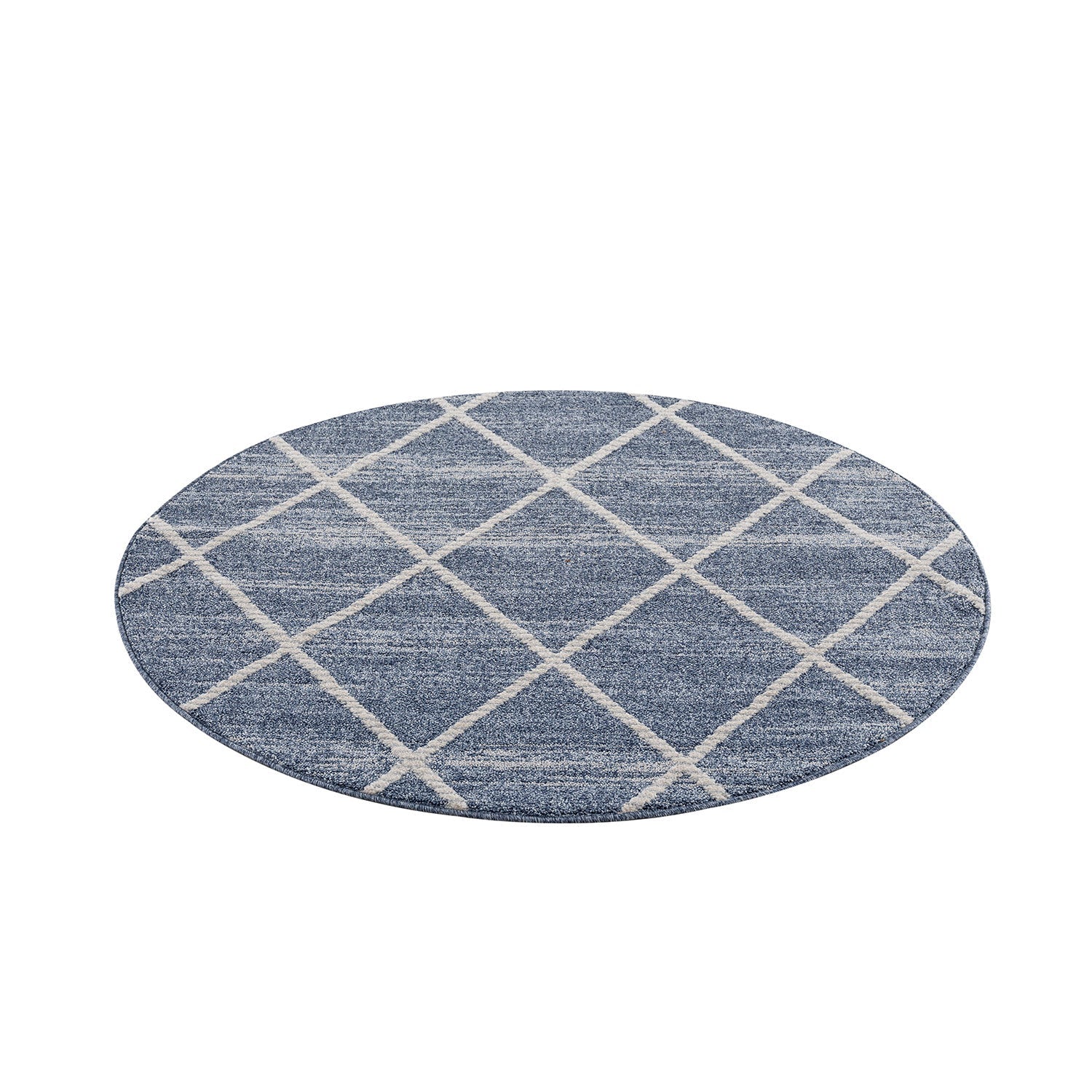 Tapis rond Geo tressées - Bleu – STUDIO DECO