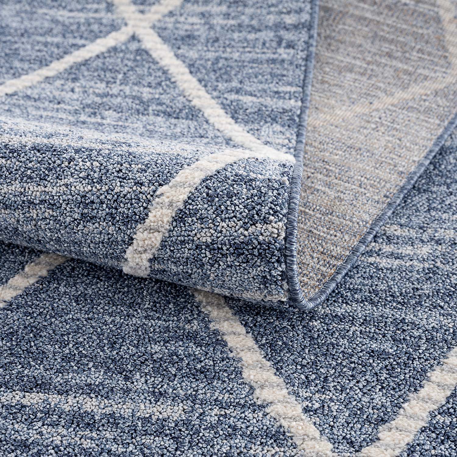 Tapis Geo à franges tressées - Bleu – STUDIO DECO