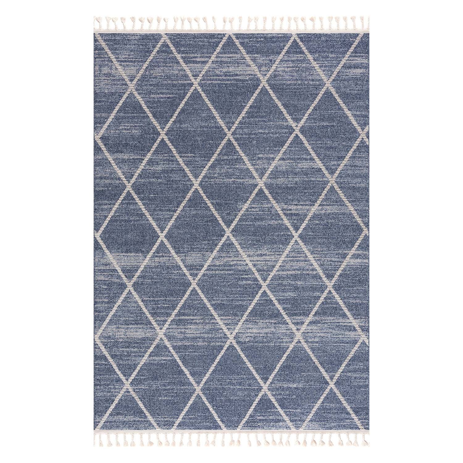 Tapis Geo à franges tressées - Bleu – STUDIO DECO