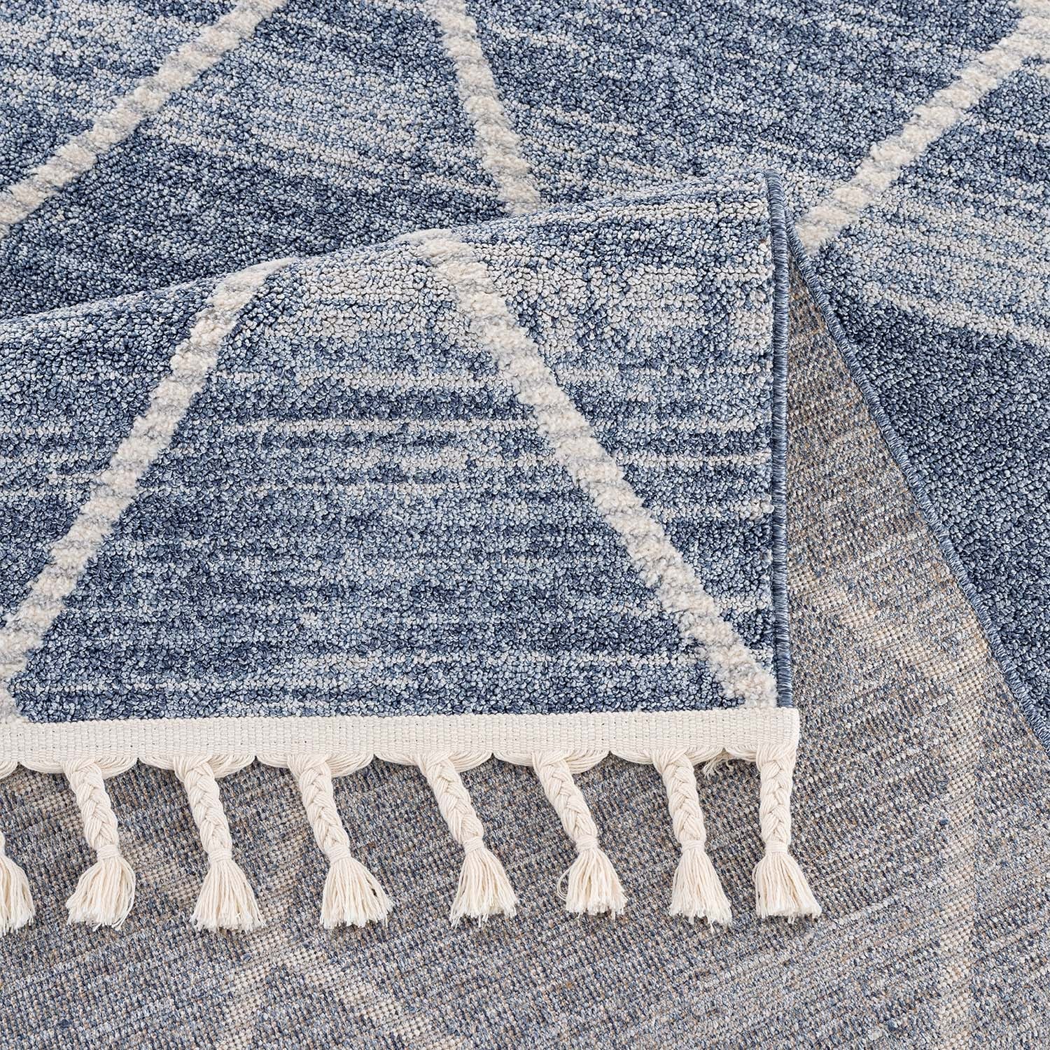 Tapis Geo à franges tressées - Bleu – STUDIO DECO