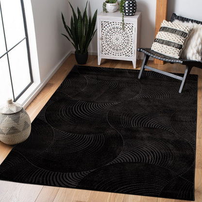 Tapis uni à motifs Arc en relief - Anthracite