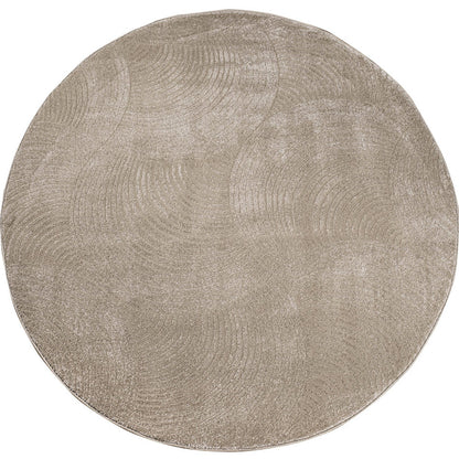 Tapis Rond uni à motifs Arc en relief - Beige