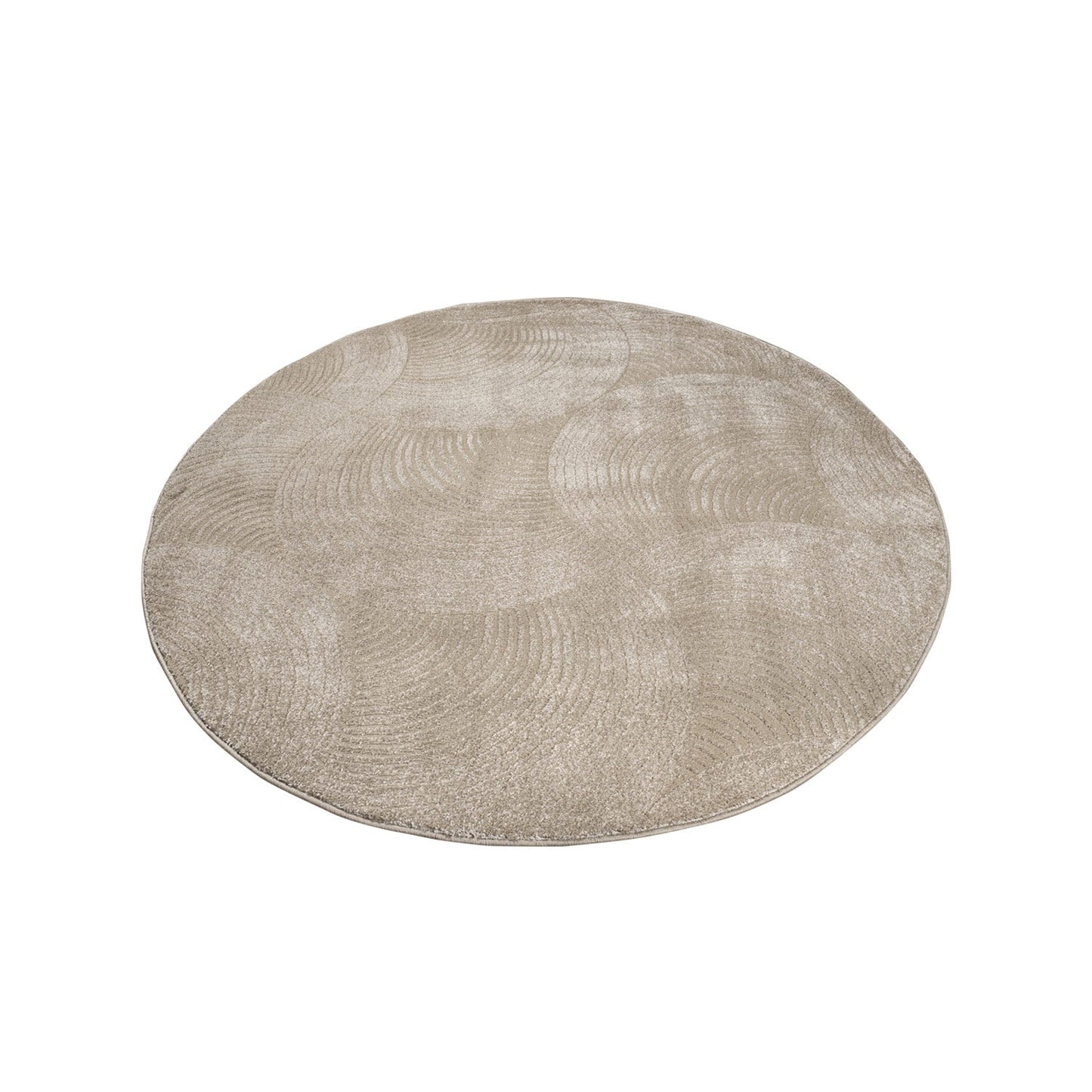 Tapis Rond uni à motifs Arc en relief - Beige