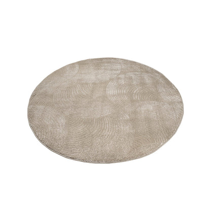 Tapis Rond uni à motifs Arc en relief - Beige