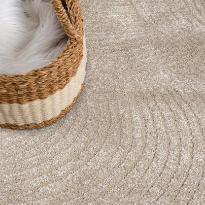 Tapis uni à motifs Arc en relief - Beige