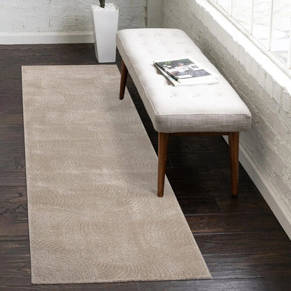 Tapis uni à motifs Arc en relief - Beige