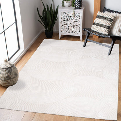 Tapis uni à motifs Arc en relief - Blanc