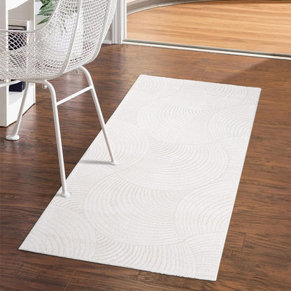 Tapis uni à motifs Arc en relief - Blanc