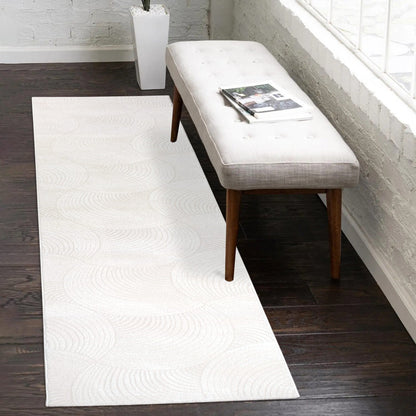 Tapis uni à motifs Arc en relief - Blanc