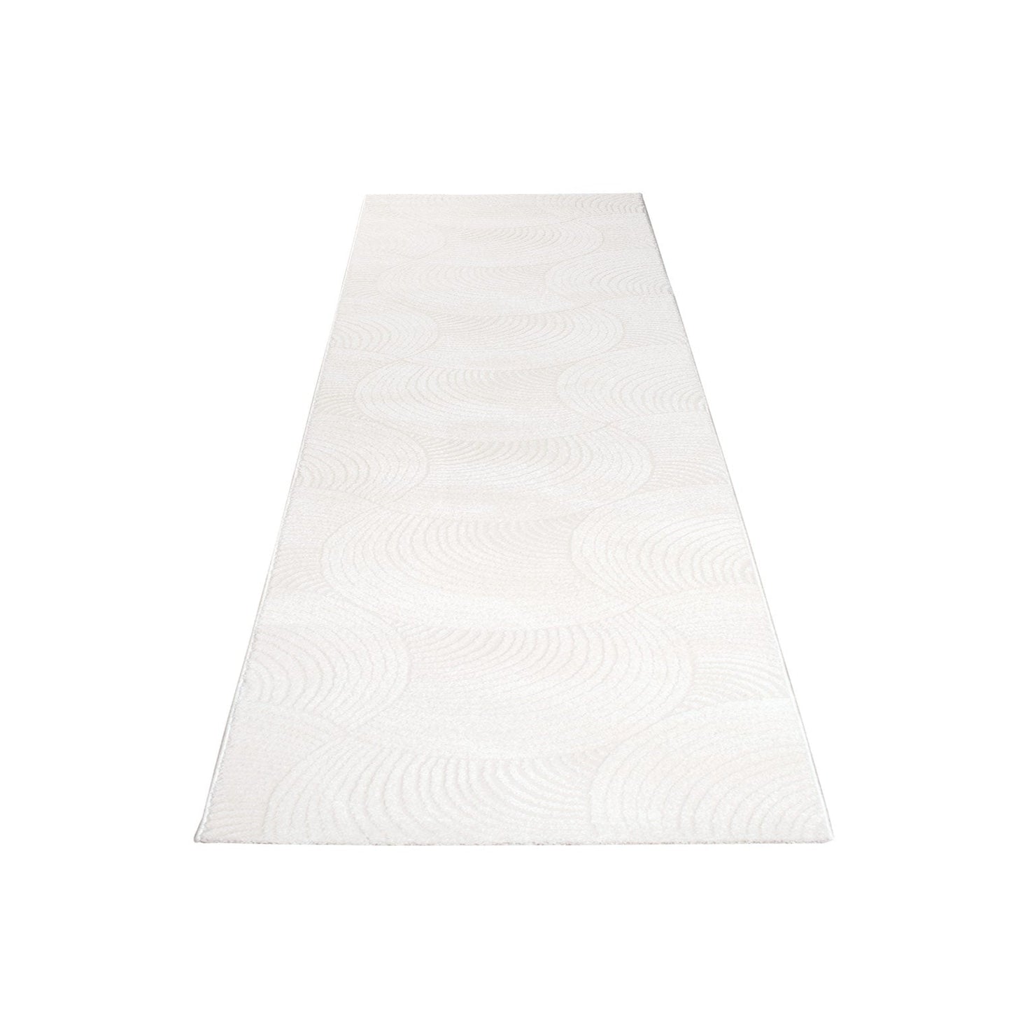 Tapis uni à motifs Arc en relief - Blanc