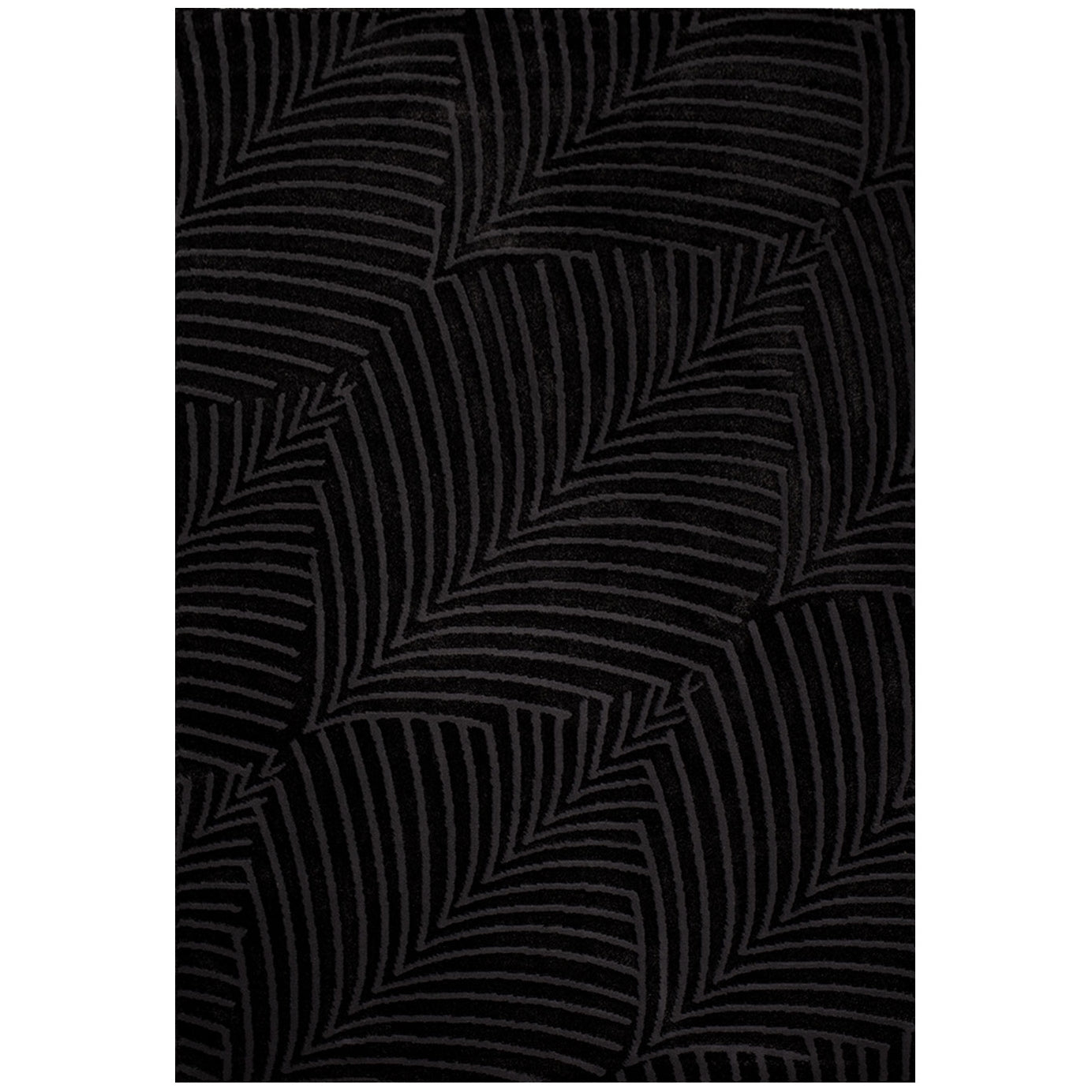 Tapis uni à motifs feuillages en relief - Anthracite