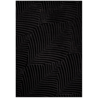 Tapis uni à motifs feuillages en relief - Anthracite