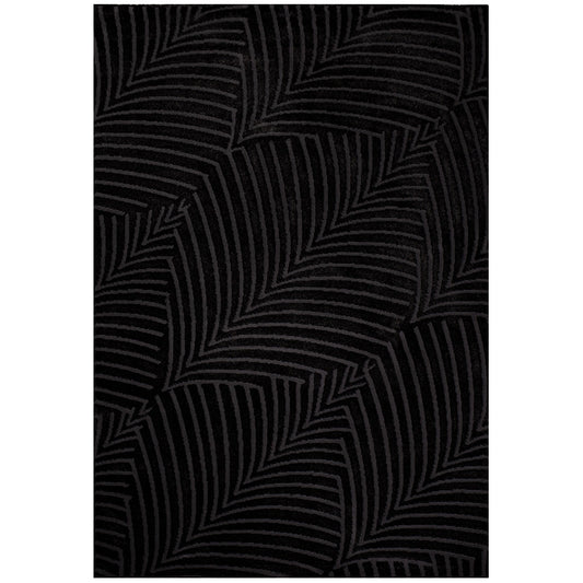 Tapis uni à relief Palmier noir