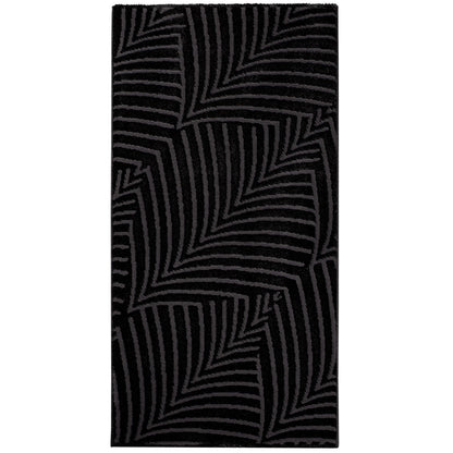 Tapis uni à motifs feuillages en relief - Anthracite