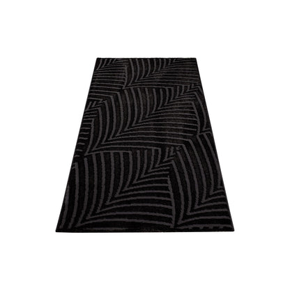 Tapis uni à motifs feuillages en relief - Anthracite