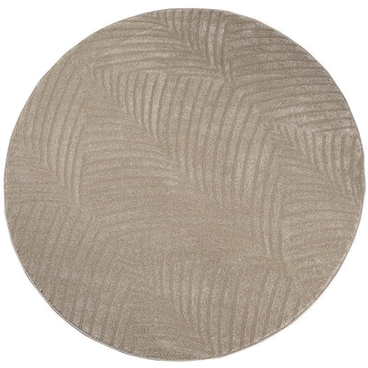 Tapis Rond à motifs feuillages en relief - Beige