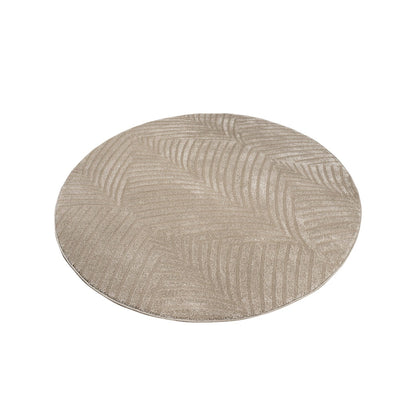 Tapis Rond à motifs feuillages en relief - Beige