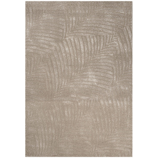 Tapis uni à motifs feuillages en relief - Beige