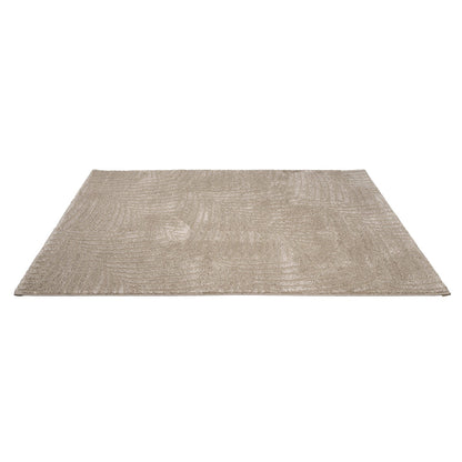 Tapis uni à motifs feuillages en relief - Beige