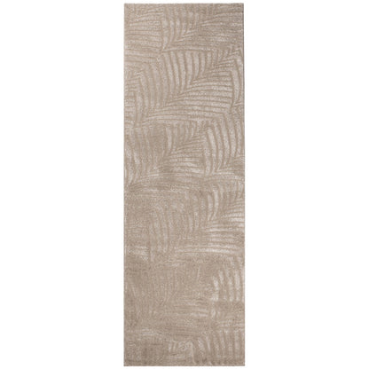 Tapis uni à motifs feuillages en relief - Beige