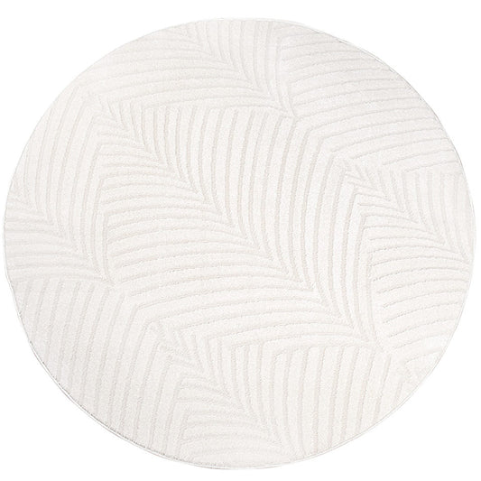 Tapis Rond Uni à relief Palmier blanc