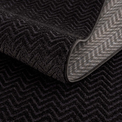 Tapis Rond uni à relief chevrons - Anthracite