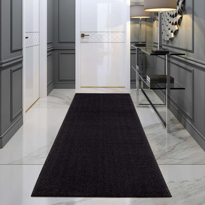 Tapis uni à relief chevrons - Anthracite