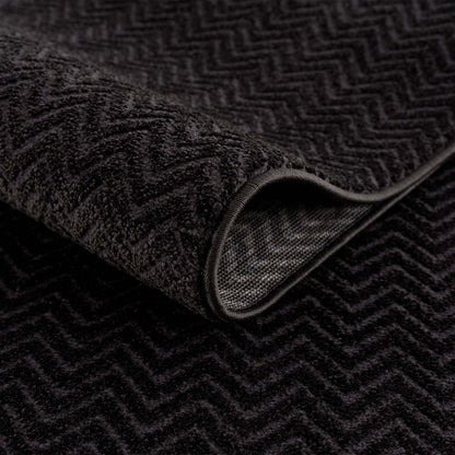 Tapis Rond uni à relief chevrons - Anthracite