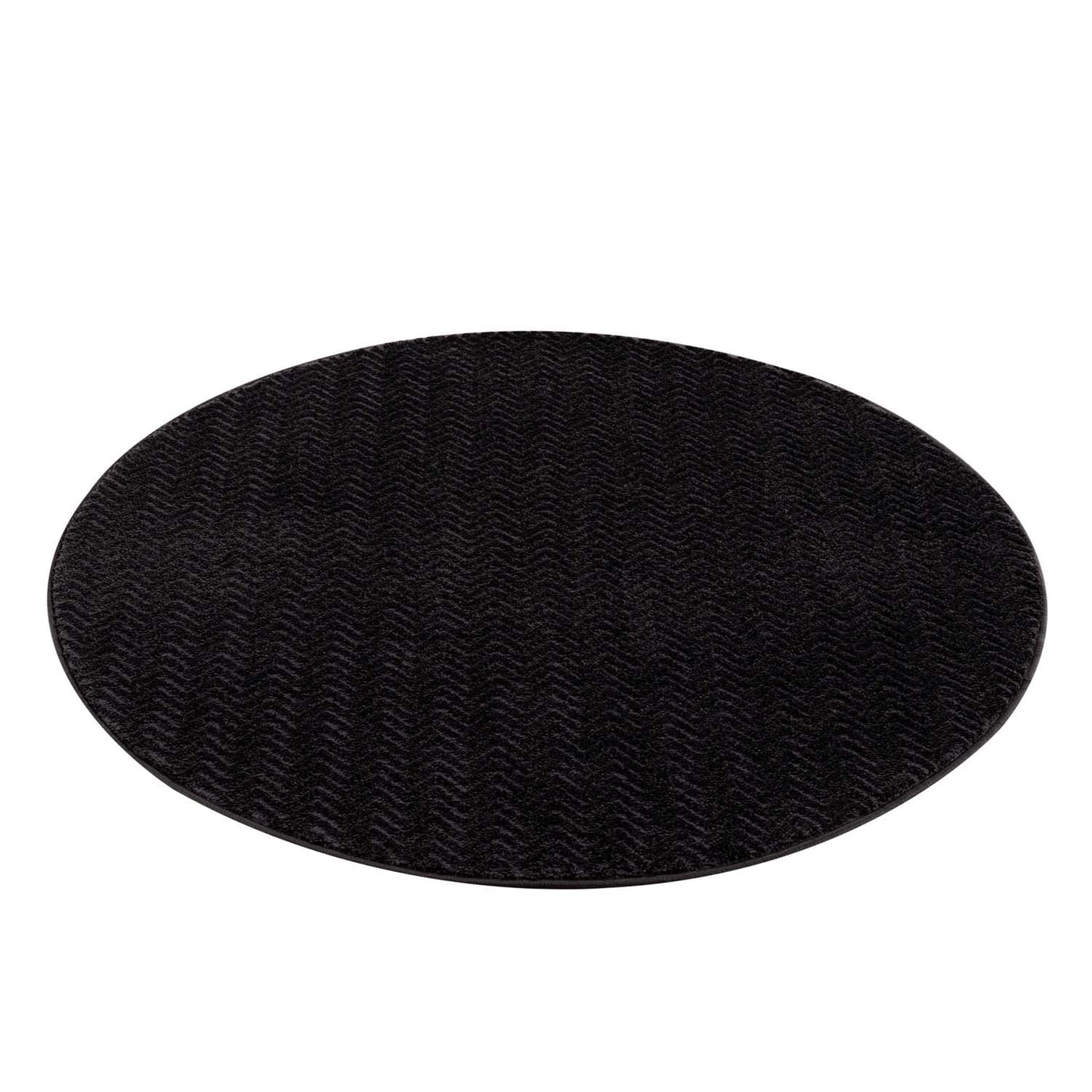 Tapis Rond uni à relief chevrons - Anthracite