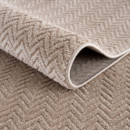 Tapis uni à relief chevrons - Beige