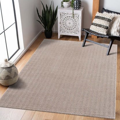 Tapis uni à relief chevrons - Beige