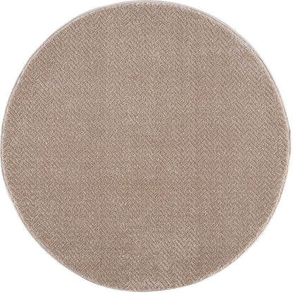 Tapis Rond uni à relief chevrons - Beige