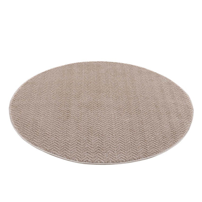 Tapis Rond uni à relief chevrons - Beige