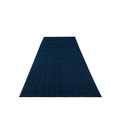 Tapis uni à relief chevrons - Bleu