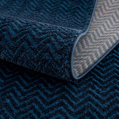 Tapis uni à relief chevrons - Bleu